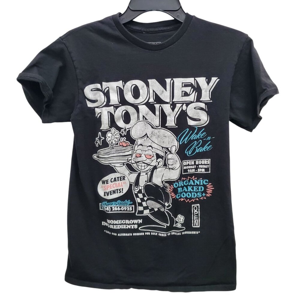 Open 925 Stoney‎ Tony's 420 Dispensary Humor Distressed Graphic Tee Adult Size S